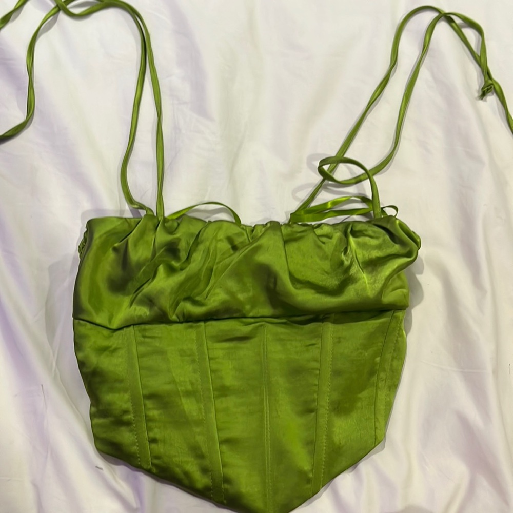 Cute green satin top. Work once or twice. Good quality